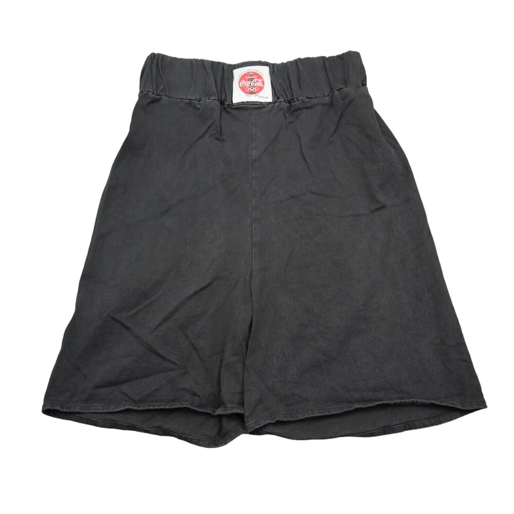 Coca Cola Shorts Womens L Black Plain High Rise Elastic Waist Pleated Chino